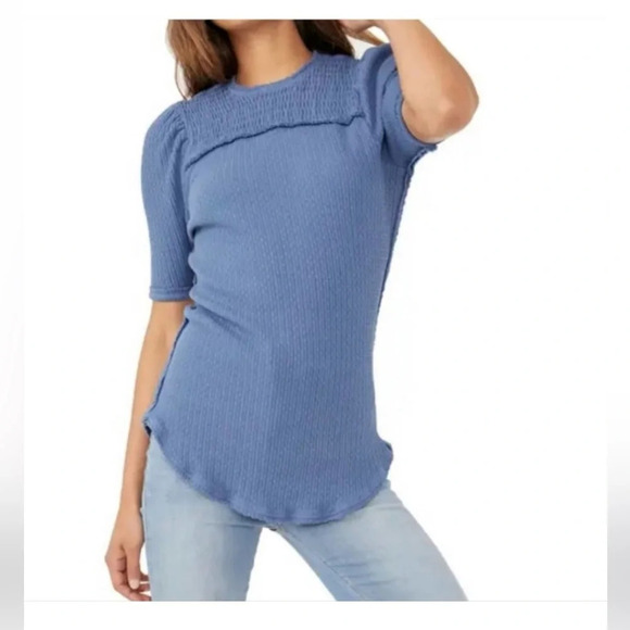 Free People Top Shirt Size Medium We The Free color is called Blue Metal - Picture 3 of 8